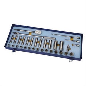Williams® Socket and Drive Tool Set, Supertorque®, Imperial, 1/2 in Drive, 12 Points, Flexible, 30 pc, Yes Sockets Included, Chrome Vanadium Steel