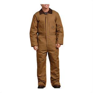 Dickies® TV239BD-2X-RG Insulated Coverall, Men's, 2XL/Regular, Brown, Cotton Duck, 50 to 52 in Chest, 32 in L Inseam