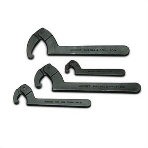 Wright® 9629 Adjustable Hook Spanner Wrench Set, 4 pc, 3/4 to 6-1/4 in, Black Oxide