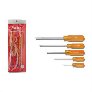 Weller® Xcelite® SDR11N Screwdriver Set, Imperial, 5 pc, Screwdriver Types Included: Slotted, No, Specifications Met: AISI 6150, Chrome Vanadium Steel