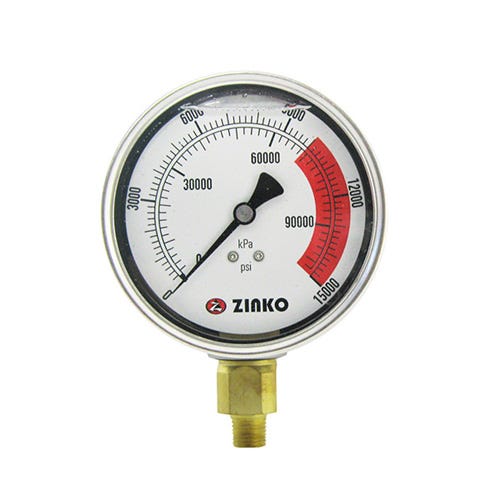 Zinko 55-1211 Gauge, 4 in dia, 1/4 in NPT, 10,000 psi