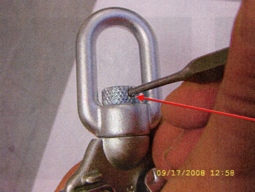 punch in hook pin - acceptable